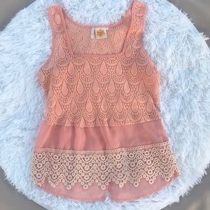 AVAILABLE CROCHET LACE SEMI SHEER TANK TOP S